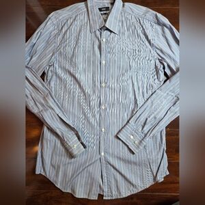 Boss Hugo Boss Men's Blue and White Striped Shirt